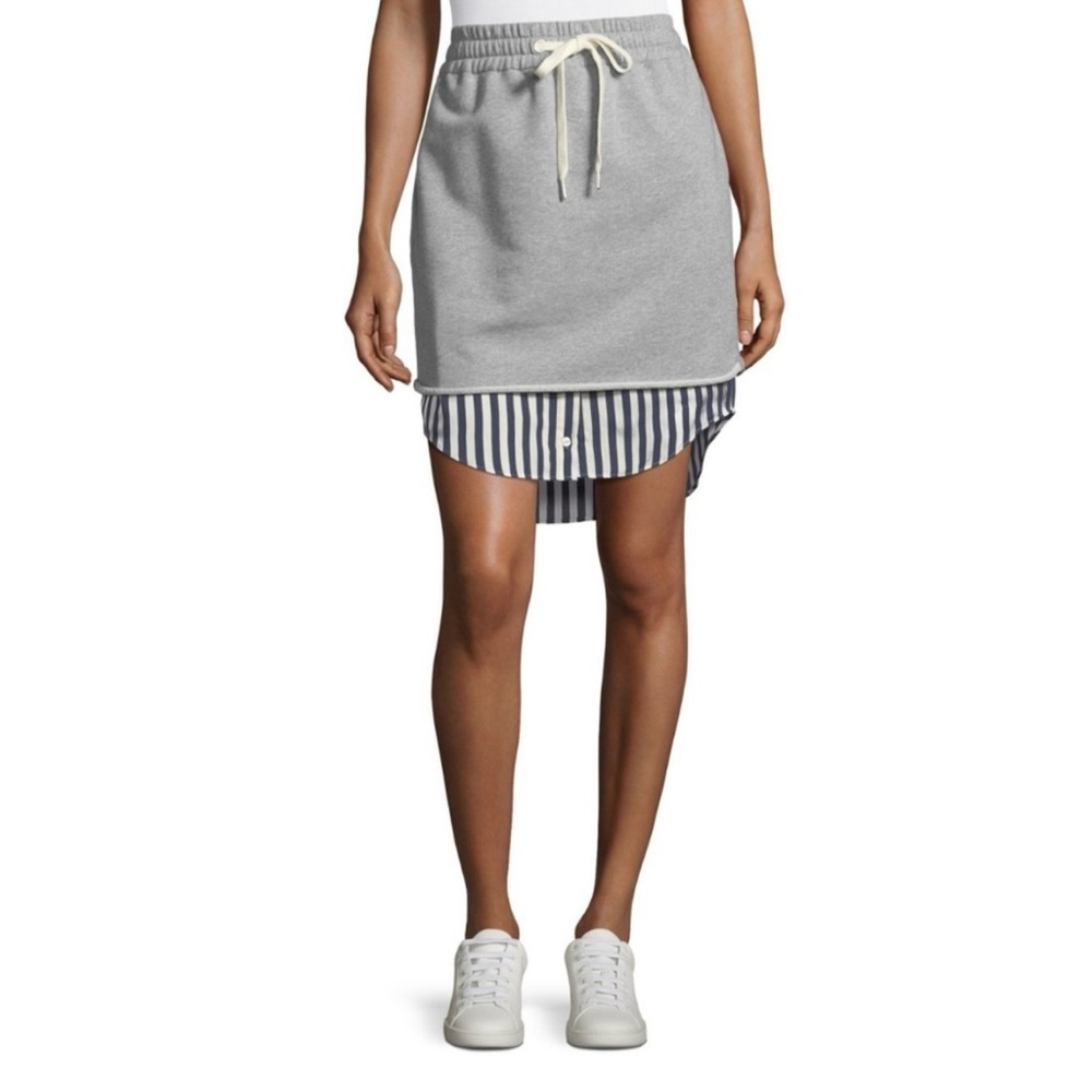 Alexander Wang Layer Striped Pull On Elastic Waist Skirt